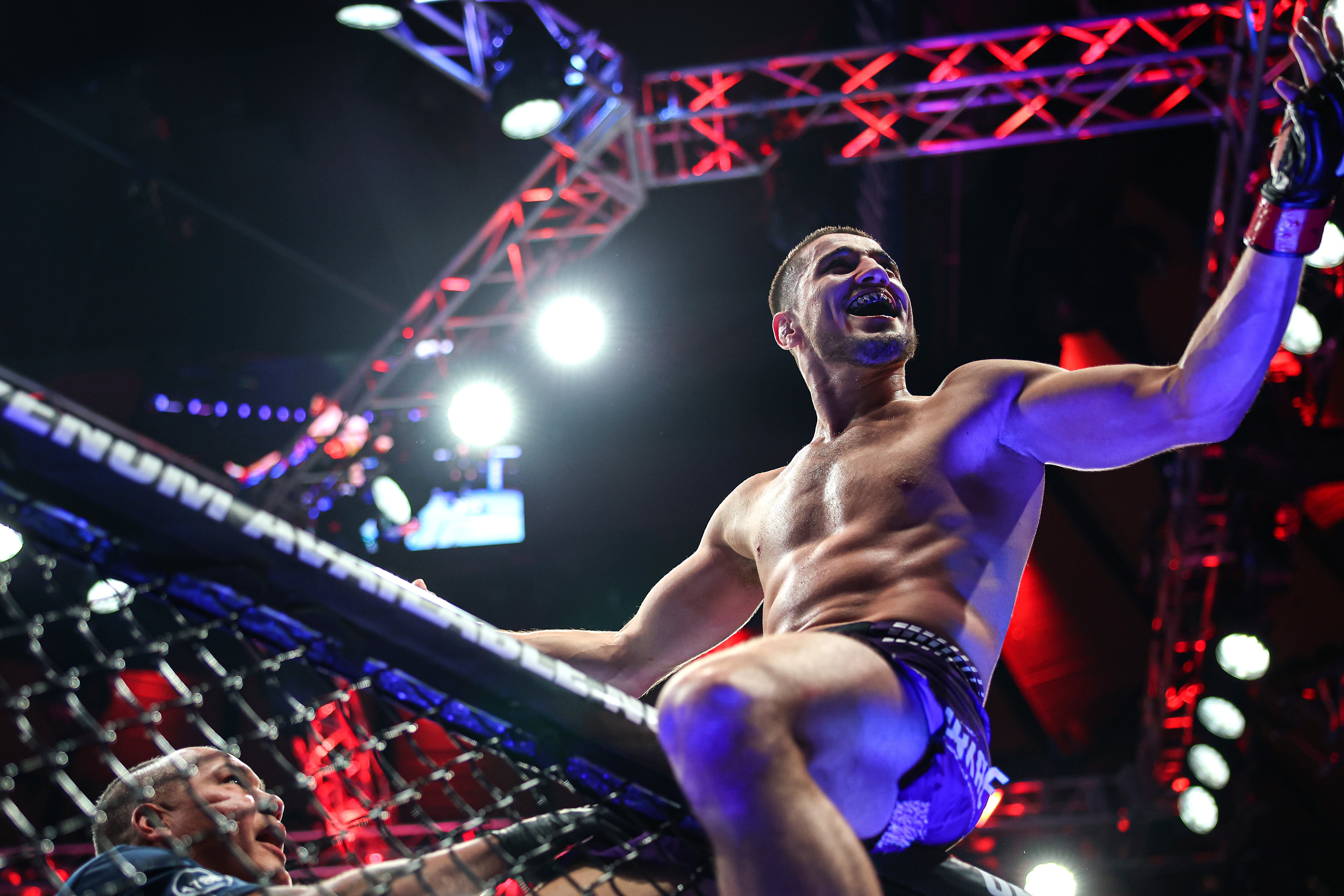 Baisangur Susurkaev celebrates after knocking out Eric McConico