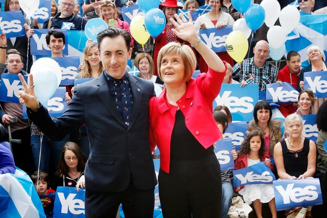 Nicola Sturgeon and Alan Cumming met in 2014 while campaigning for Scottish independence (Danny Lawson/PA)