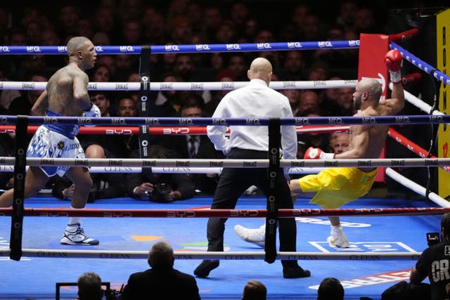Chris Eubank Jr (right) hit the canvas in the 12th round of his rematch with Conor Benn (Nick Potts/PA)