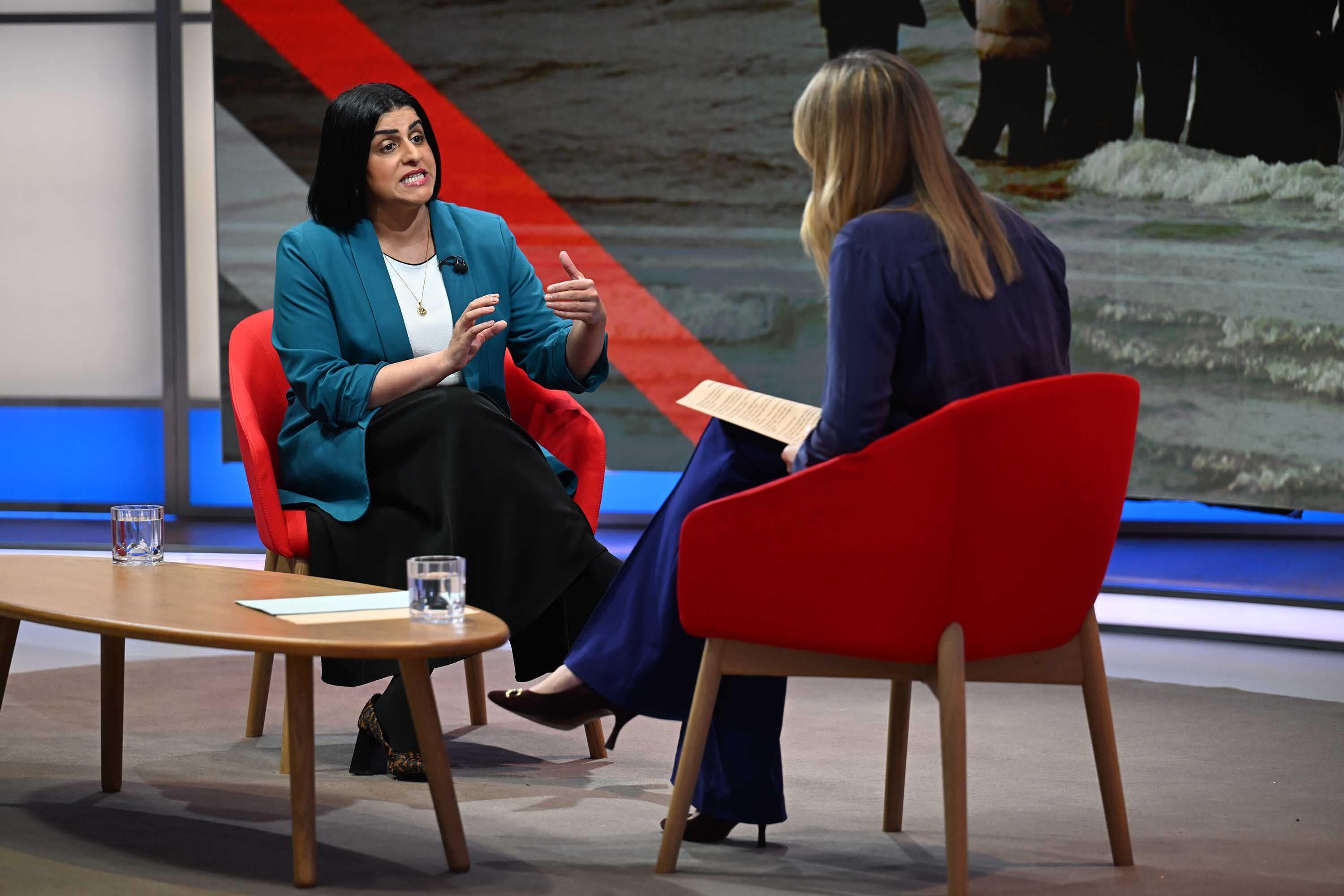 Home Secretary Shabana Mahmood (left) appearing on the BBC1 current affairs programme, Sunday with Laura Kuenssberg (Jeff Overs/BBC/PA)