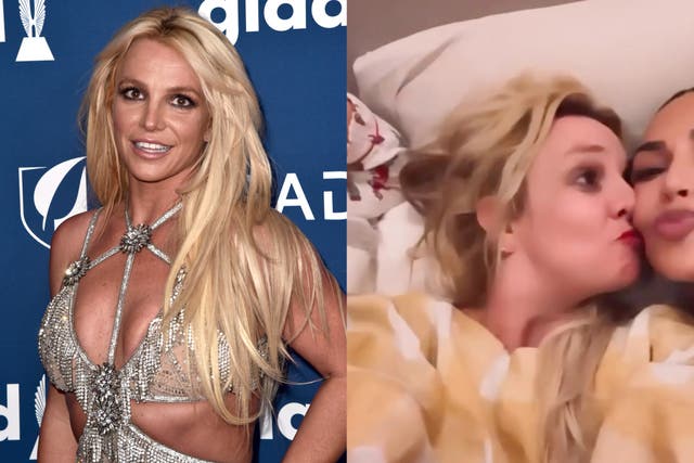 <p>Britney Spears shared a recent video hanging out with Khloe and Kim Kardashian </p>