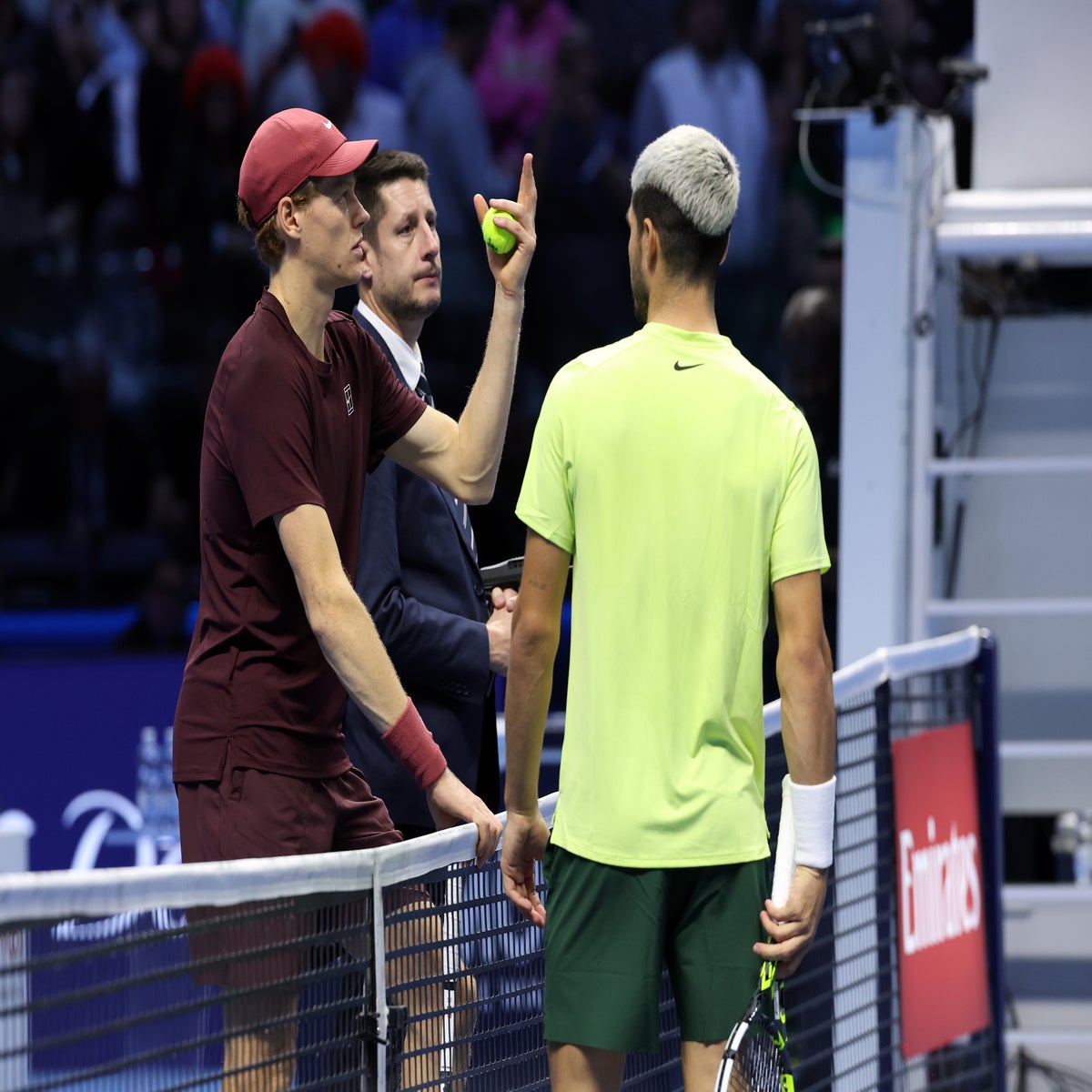 Carlos Alcaraz and Jannik Sinner's ATP Finals clash delayed by medical  emergency | The Independent