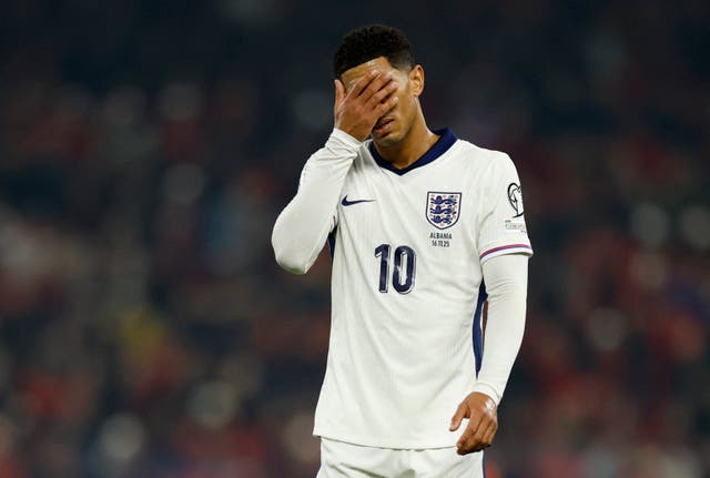 <p>Jude Bellingham was ‘not happy’ when he was taken off against Albania</p>