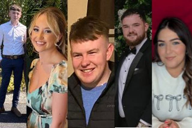 <p>Shay Duffy, 21, Chloe Hipson, 21, Dylan Commins, 23, Alan McCluskey, 23 and Chloe McGee, 23, died in the collision in Dundalk</p>