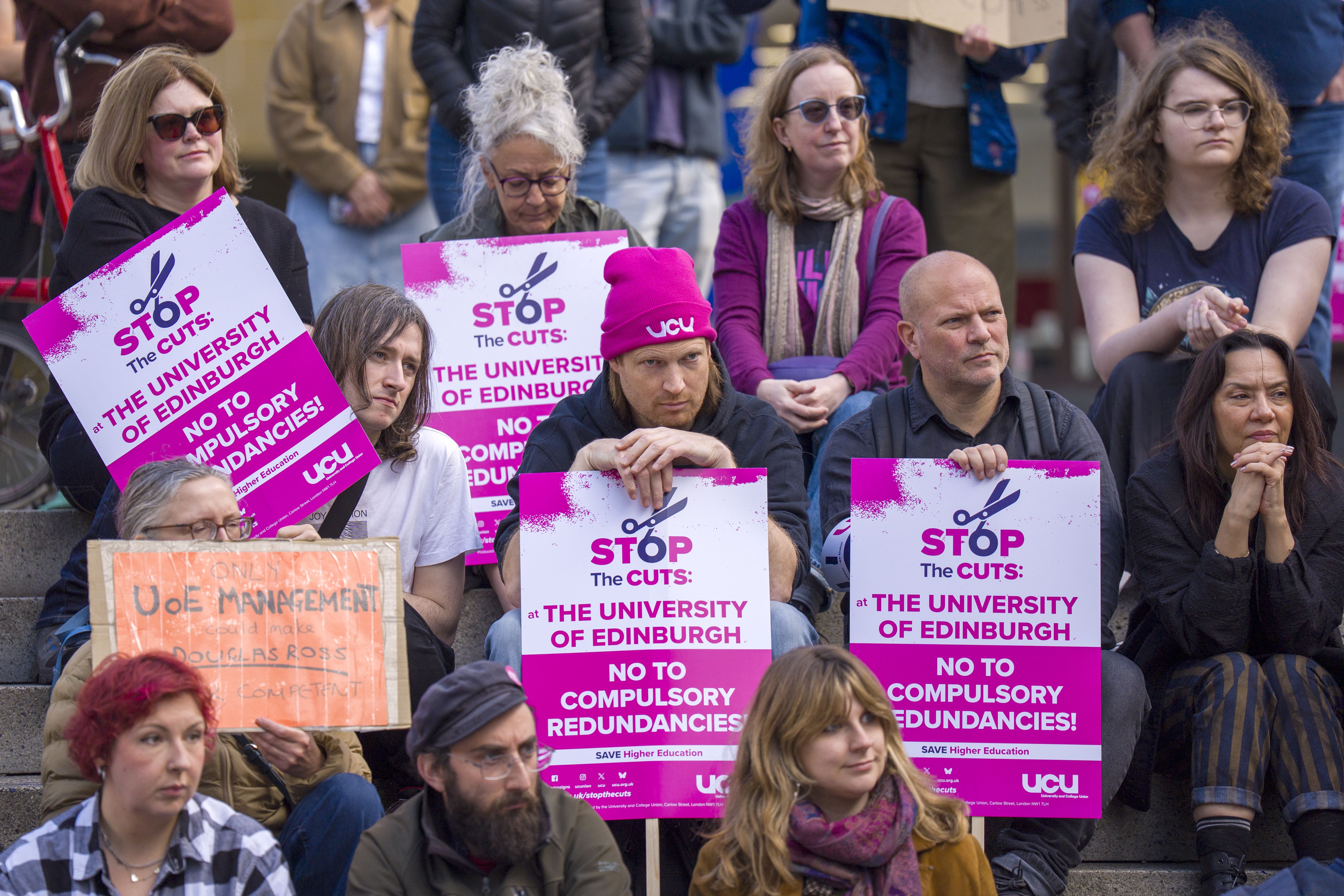 The University and College Union is calling for the university to rule out compulsory redundancies as part of its plans to cut £140 million (Jane Barlow/PA)