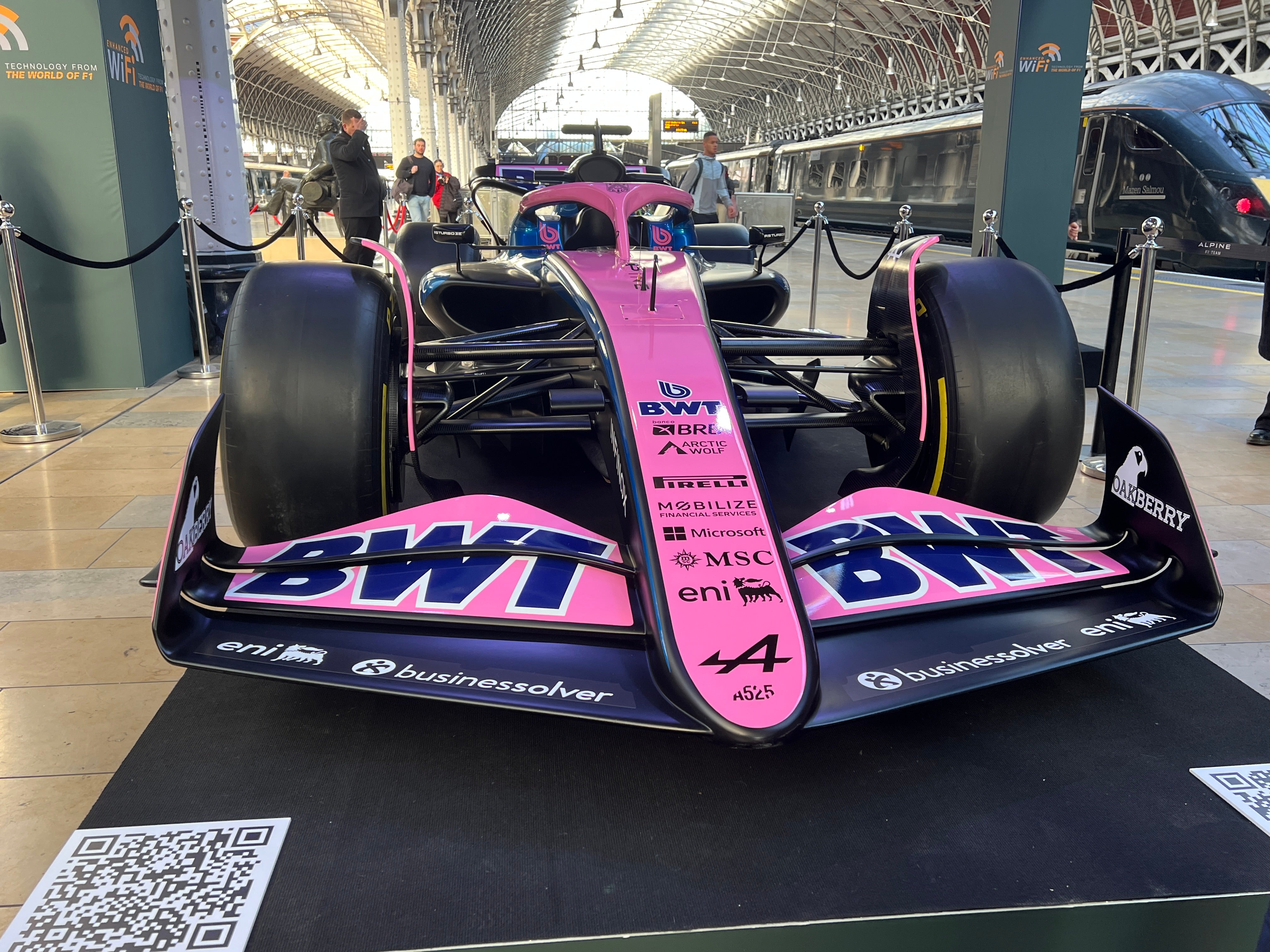 Game changer? F1 car at London Paddington ahead of the launch of a pilot programme for high-speed wifi
