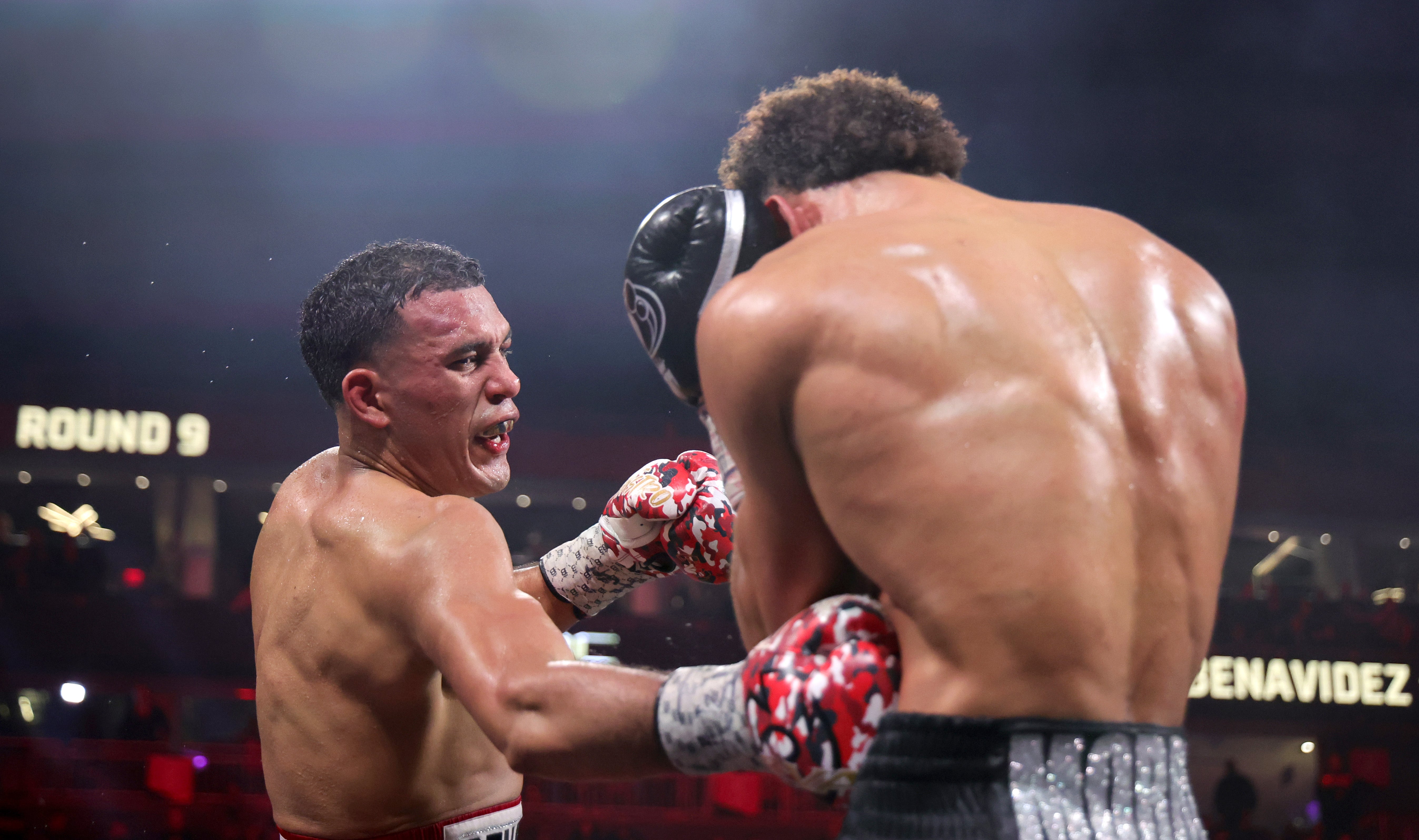 David Benavidez (left) during his win over David Morrell Jr