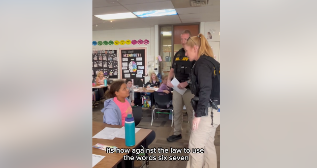 <p>A video issued by the Tippecanoe County Sheriff’s Office shows officers jokingly handing out “tickets” to students for saying the phrase “6-7”</p>
