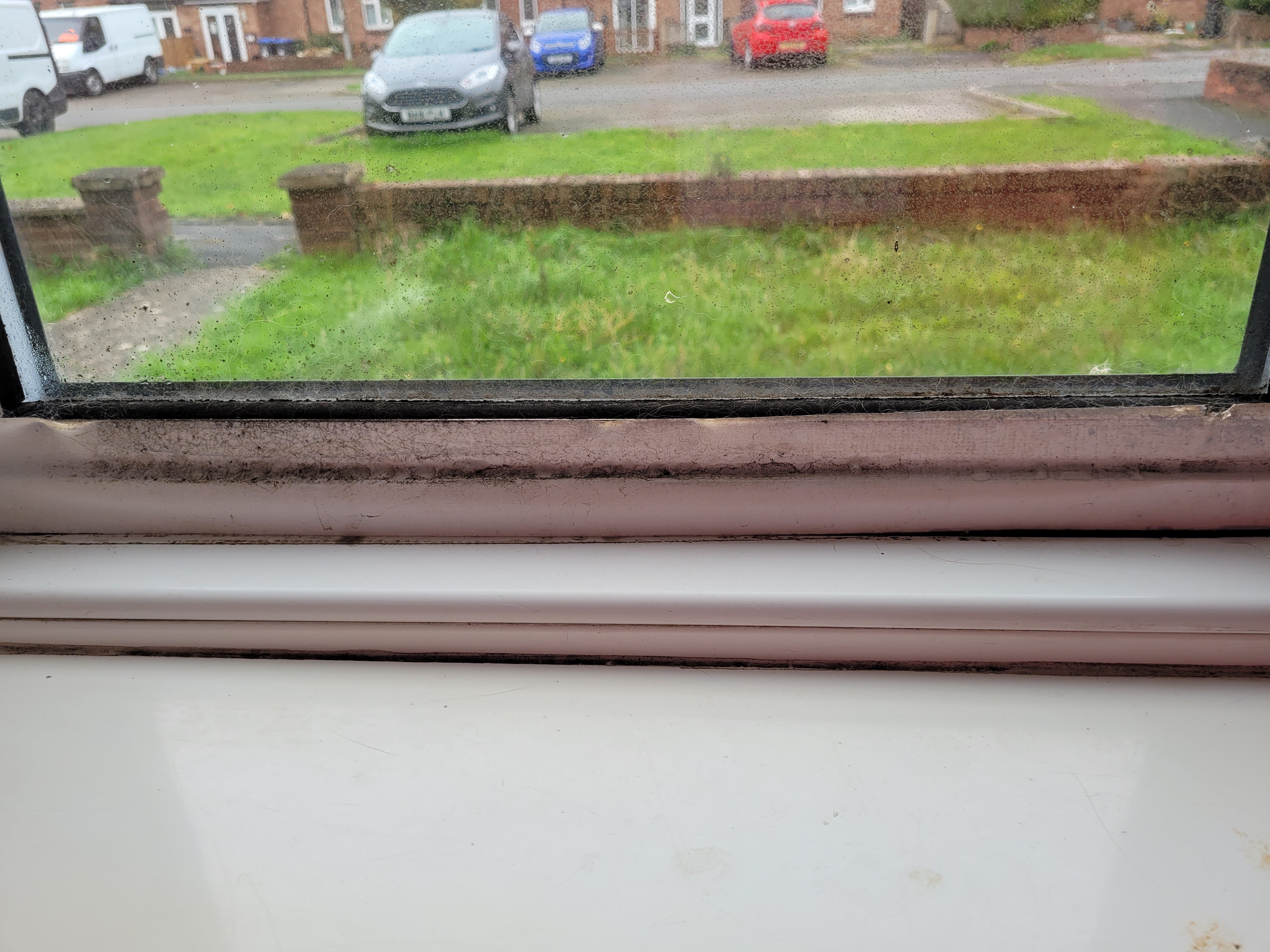 The couple put duct tape across their windows to save heat