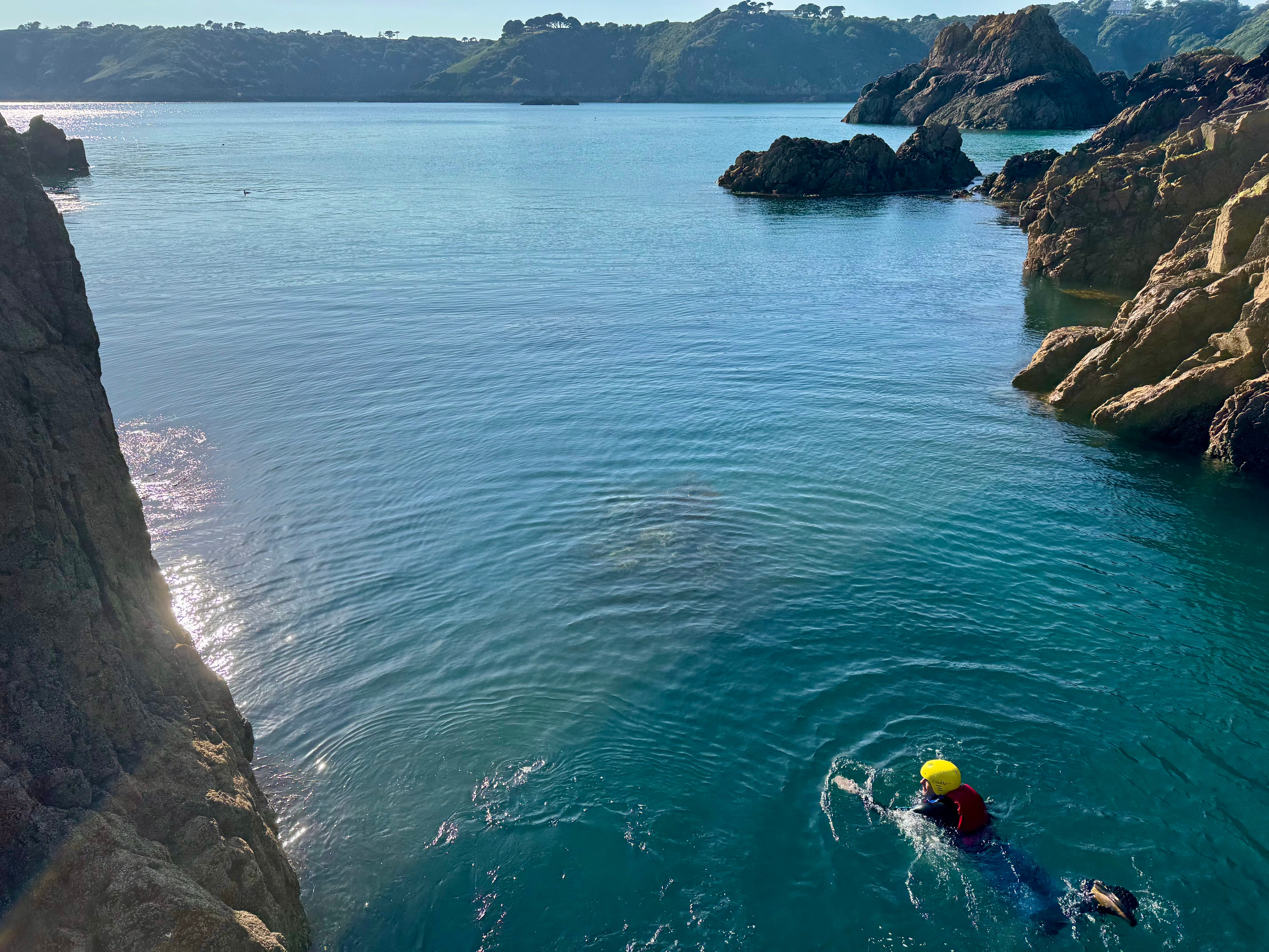 Coasteering involves climbing, scrambling, jumping and swimming around the coastline
