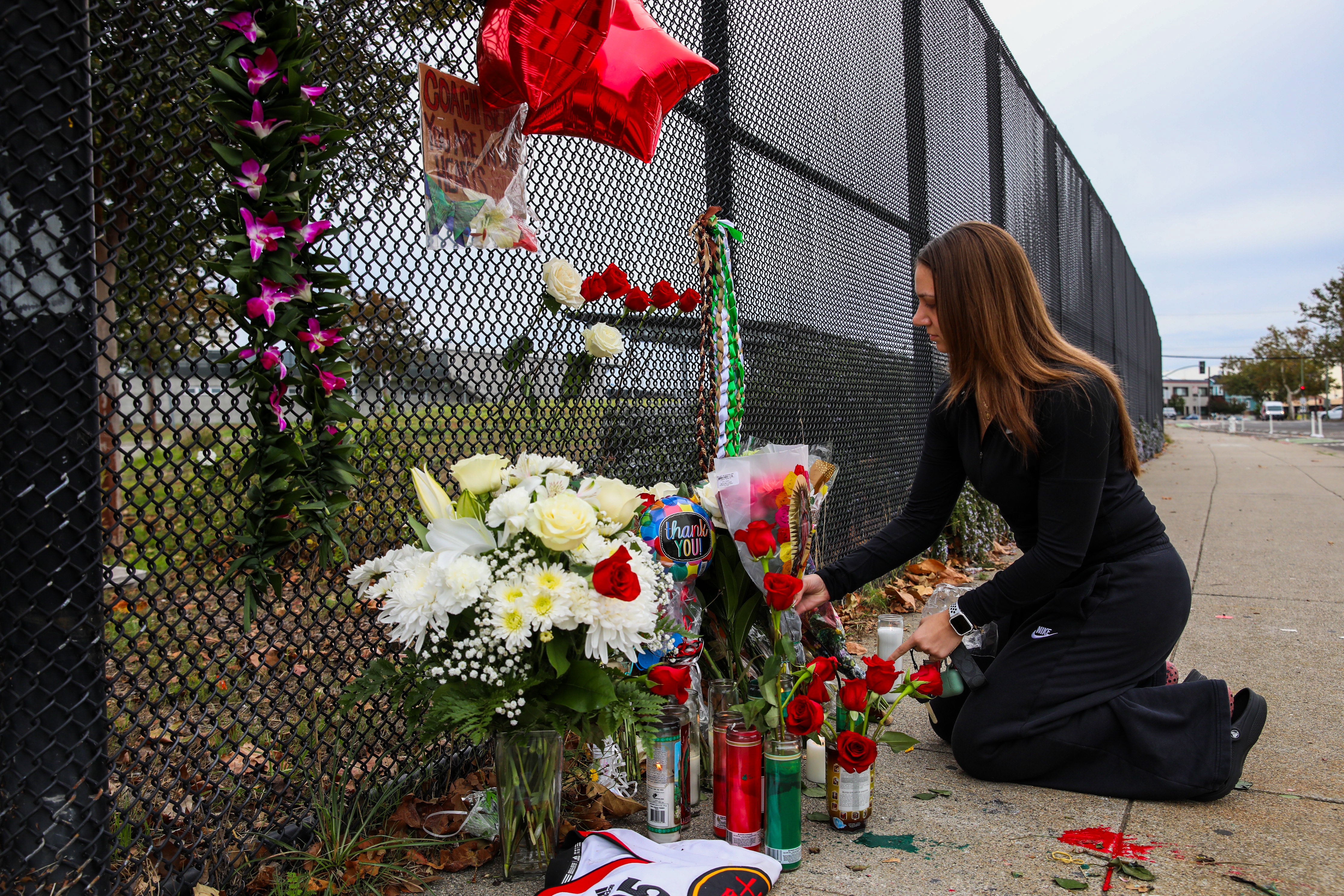 Memorial at Oakland College following the shooting of John Beam