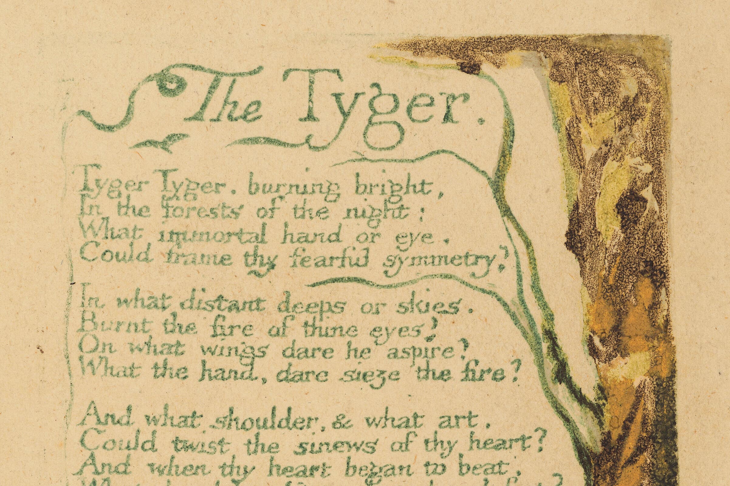 A rare copy of William Blake's poem Tyger is expected to fetch up to £120,000 (Christie's/PA)
