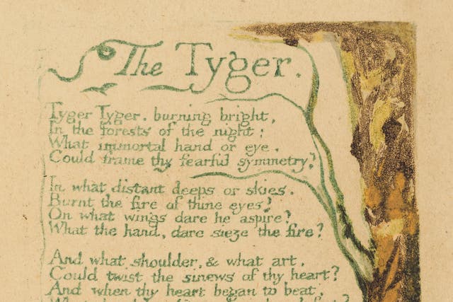 <p>A rare print of The Tyger poem by William Blake is expected to fetch up to £120,000 (Christie’s/PA)</p>