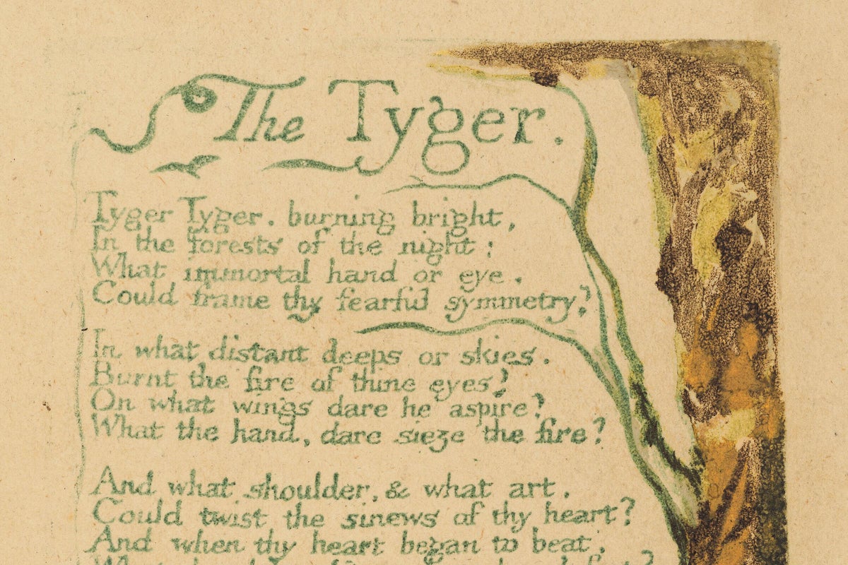 Tyger William Blake: Unique version of ‘The Tyger’ set for lucrative auction ...