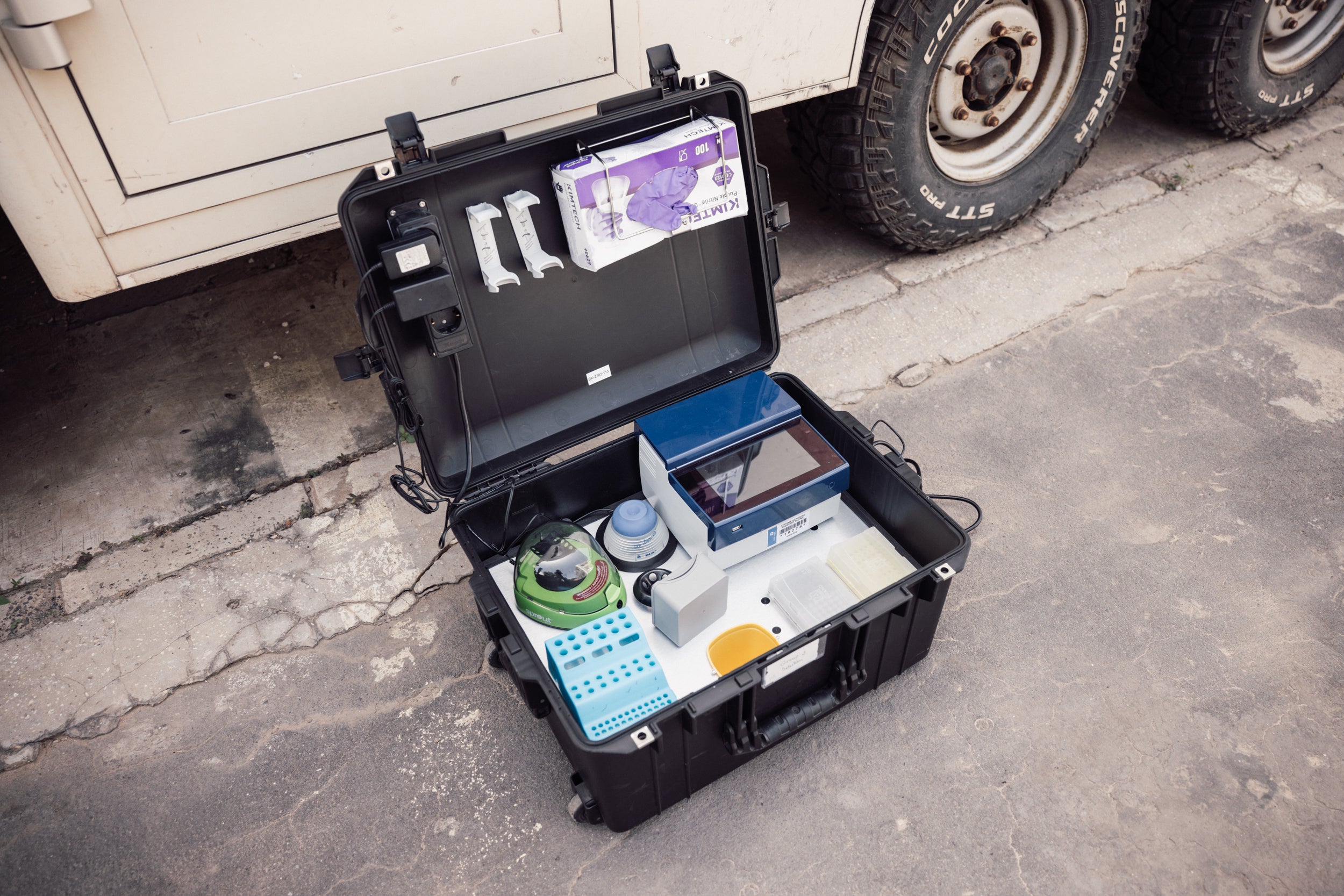 Labs in a suitcase allow the scientists to respond more quickly to suspected disease outbreaks in remote areas, testing patients and confirming cases