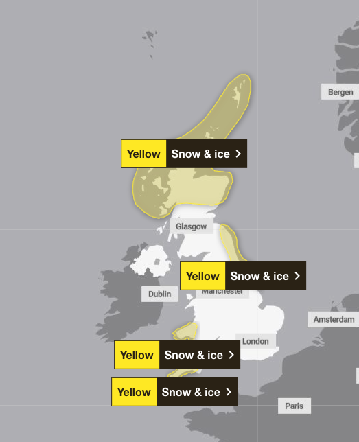 Alertas meteorológicos em vigor quinta-feira