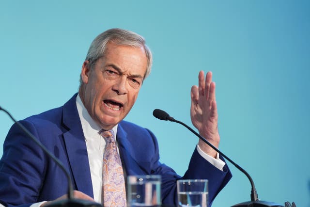 Reform Party leader Nigel Farage said the relationship with the EU was ‘hopelessly out of kilter’ (Yui Mok/PA)