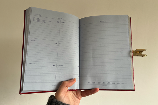 Best diary IndyBest review Smythson 2026 Soho weekly diary with slide in mara