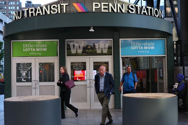 <p>People exit the NJ Transit section of Penn Station on May 20, 2025 in New York City</p>