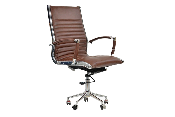 Best office chair IndyBest review Spark office chair tan brown faux leather and chrome