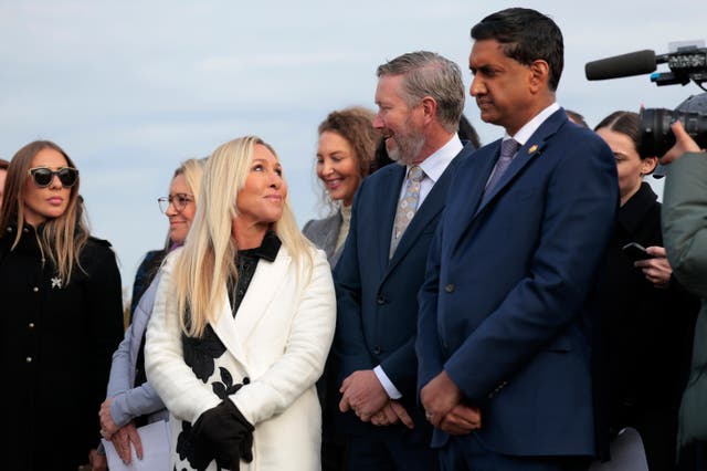 <p>Rep. Ro Khanna, Rep. Marjorie Taylor Greene, and Rep. Thomas Massie stand alongside survivors of Jeffery Epstein to encourage lawmakers to vote ‘yes’ on Epstein files release</p>