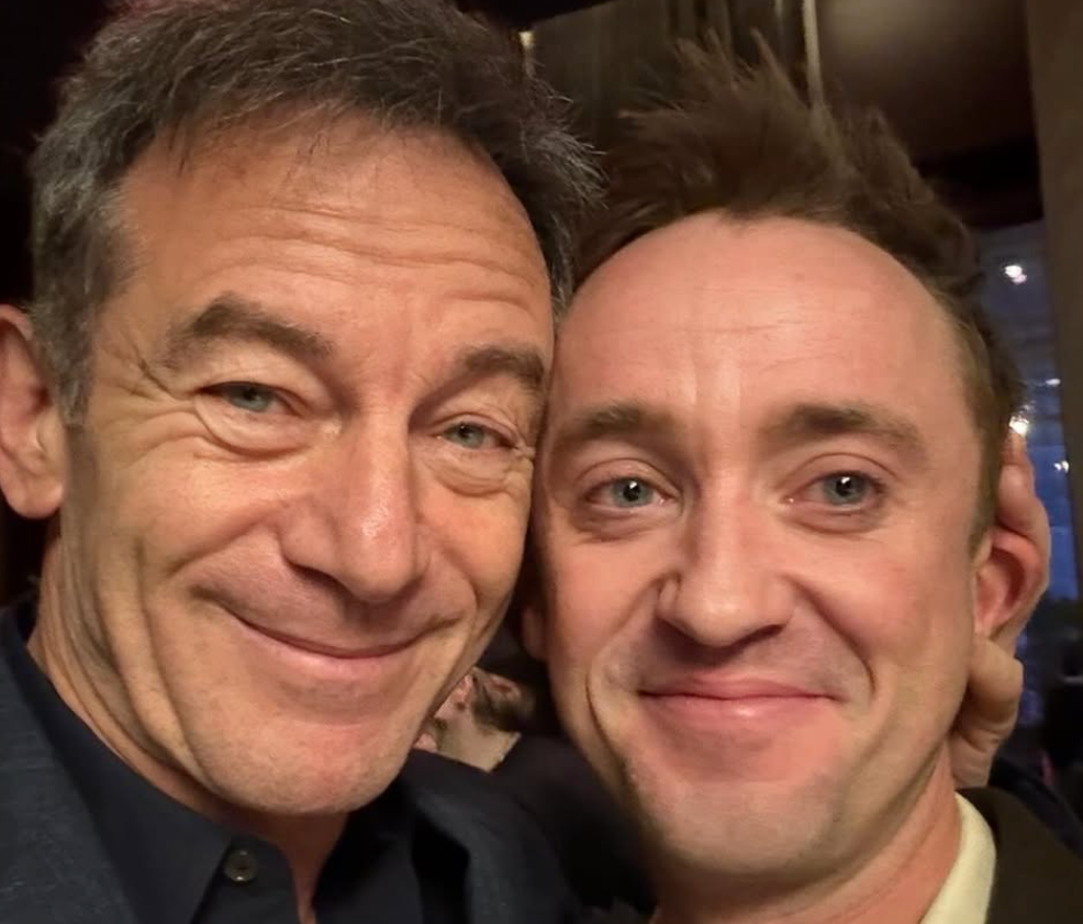 Jason Isaacs (left) supported his former Harry Potter co-star and on-screen son Tom Felton at his Broadway production of 'Harry Potter and the Cursed Child'