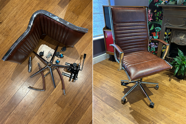 Best office chair IndyBest review Spark office chair tan brown faux leather and chrome