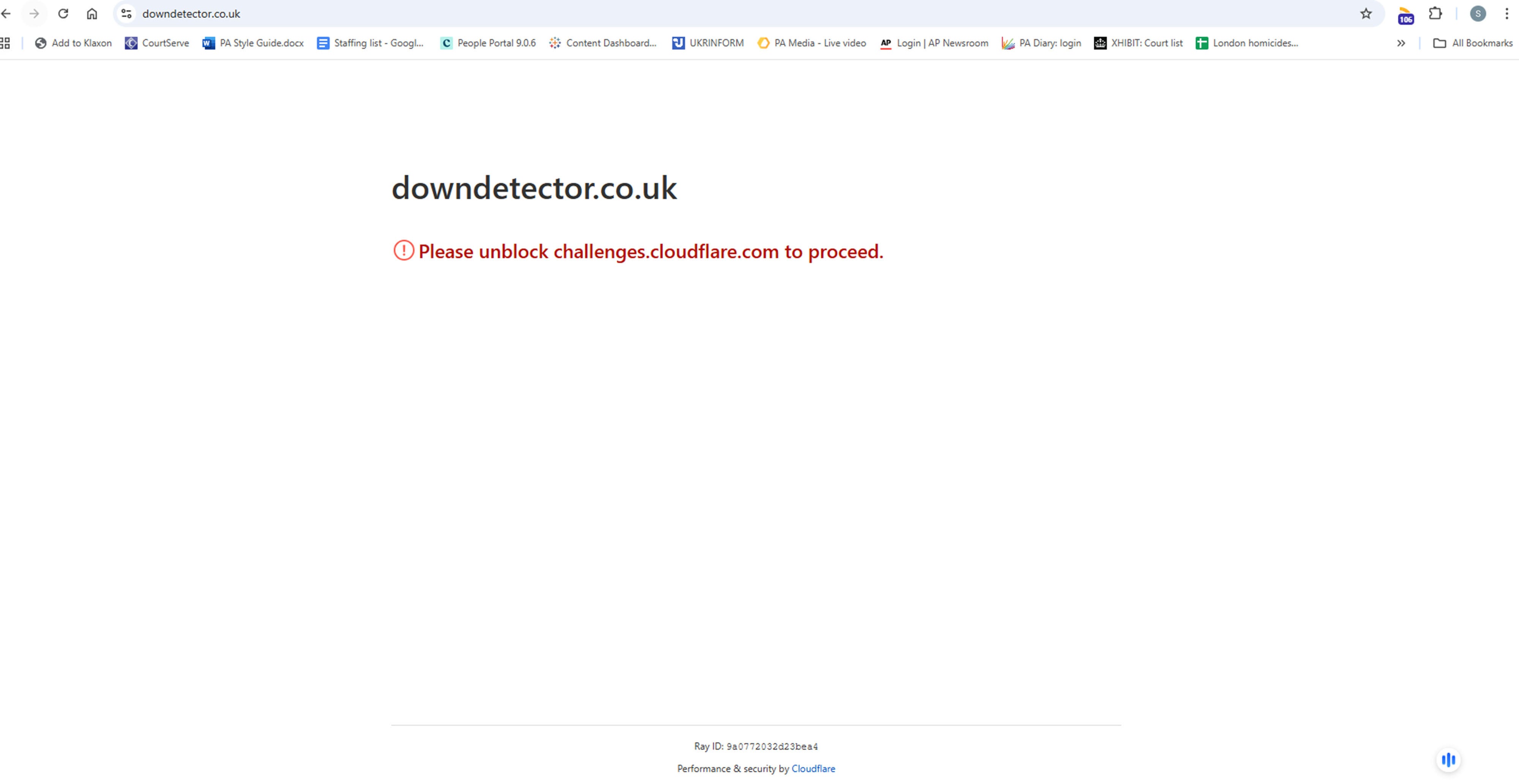 Grab from the DownDetector.co.uk website following the outage