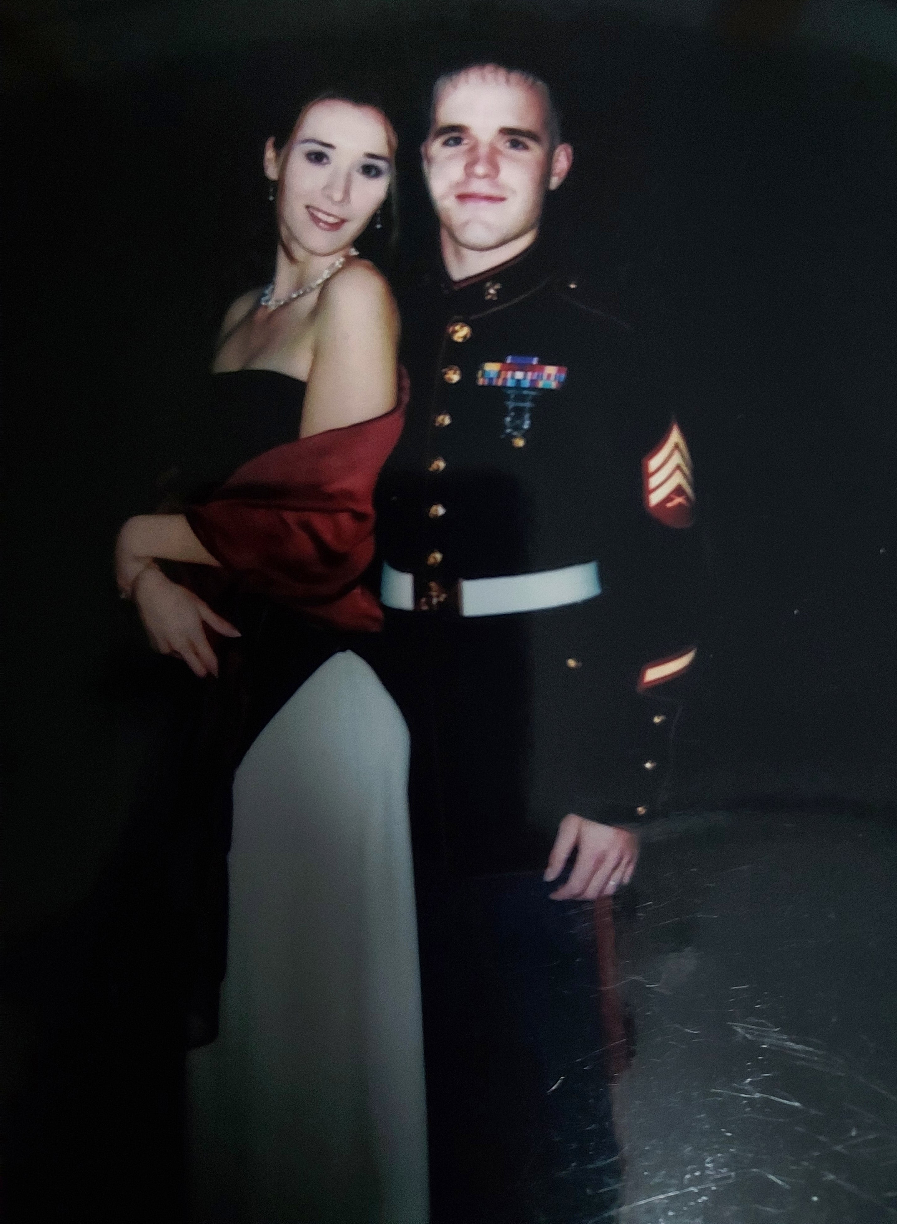<p>In this undated photo provided by Rachel Crowl, Crowl poses with her ex-husband, wounded Iraq War veteran Sean DeBevoise, now known as Nigel Max Edge. (Rachel Crowl via AP)</p>