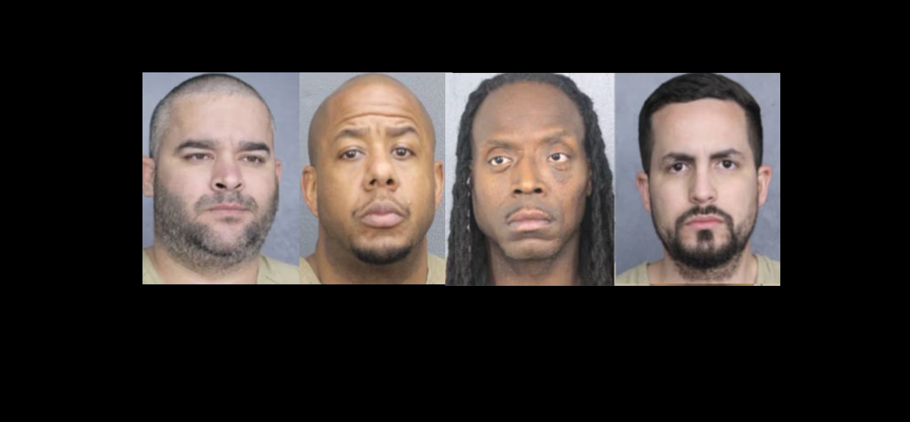 <p>From left, Carlos Villanueva, John Boxie, Eric Bedford and Jorge Cruz Garcia were arrested by federal agents after they allegedly tried to cash a tax refund check for more than $27 million that was meant for a company in Virginia</p>