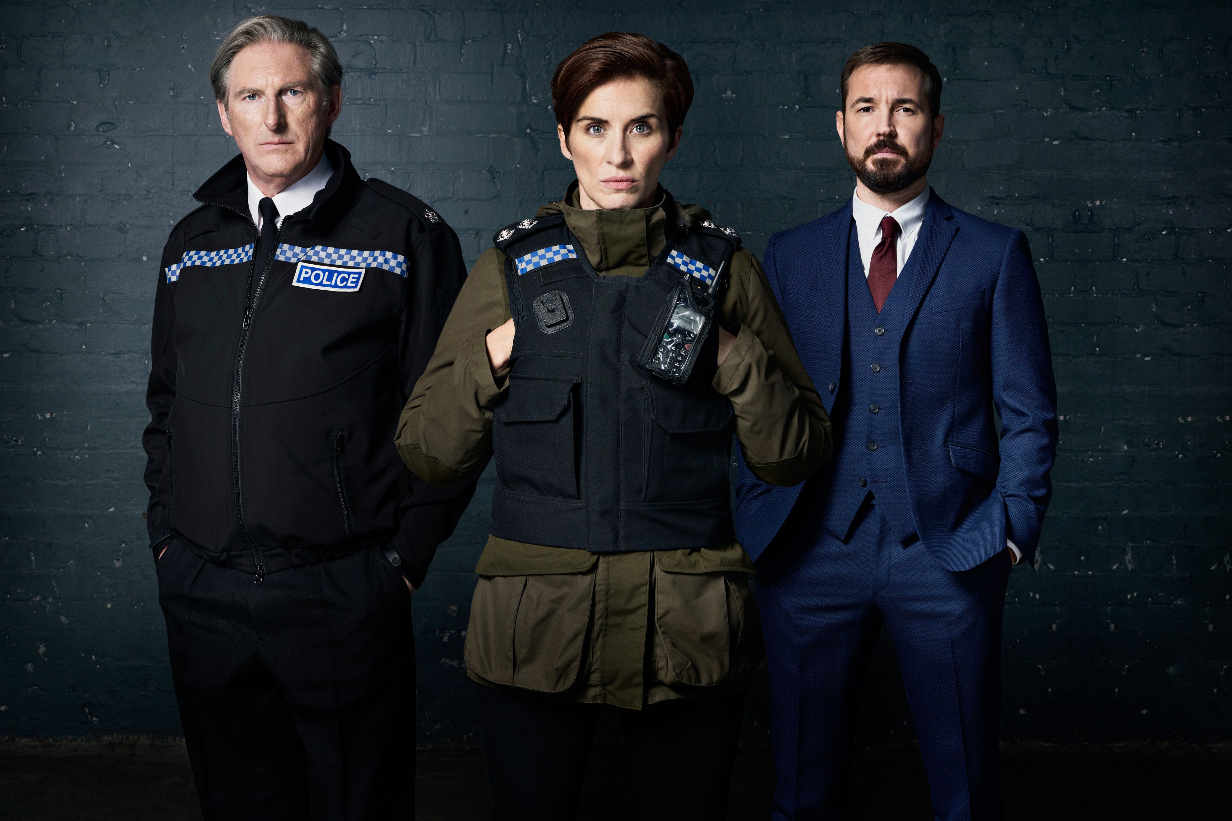 <p>The central ‘Line of Duty’ cast – Ted Hastings (Adrian Dunbar), Kate Fleming (Vicky McClure) and Steve Arnott (Martin Compston) – are set to return for a new series</p>