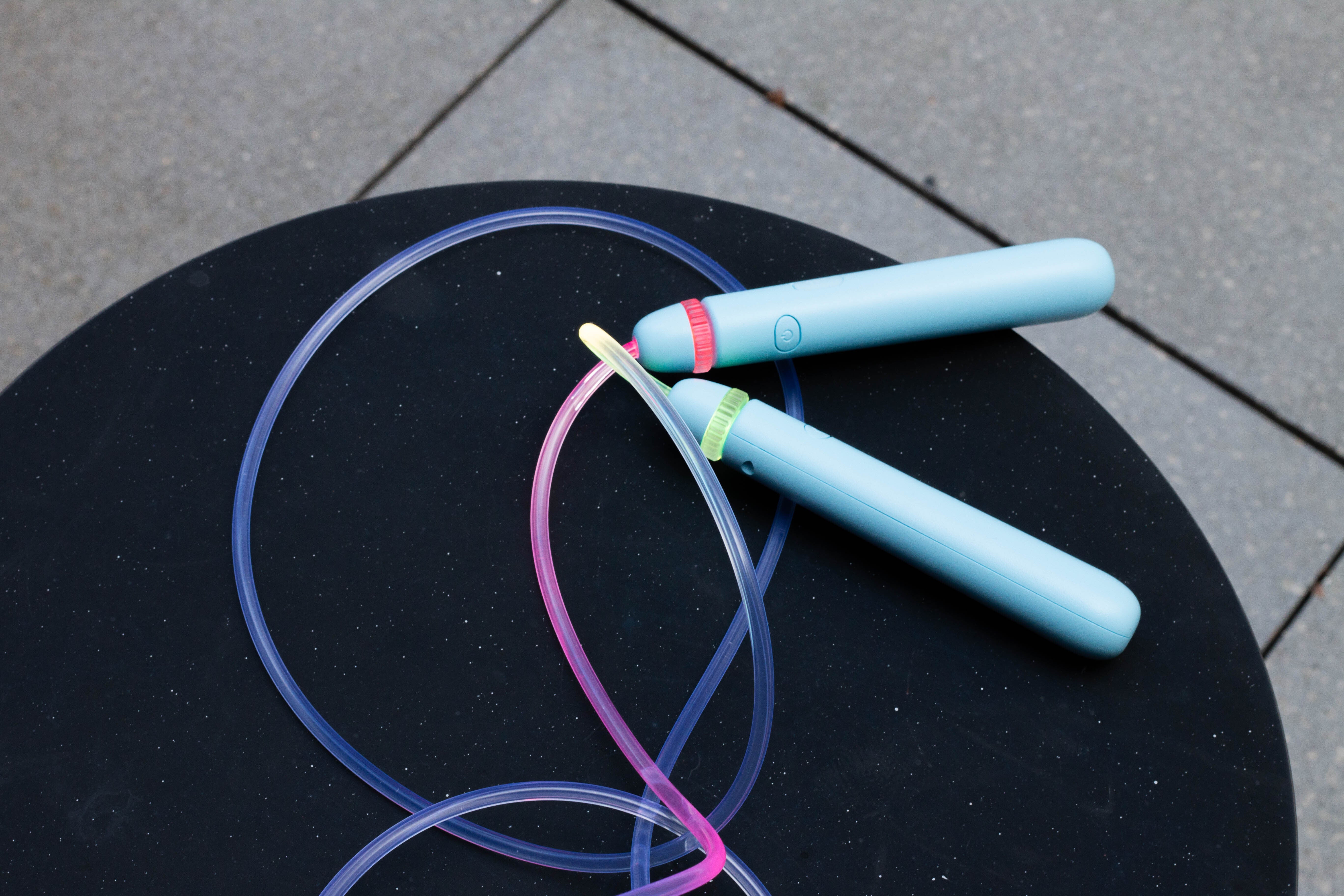 A rainbow LED jump rope that cost $15. Weighted ropes might not be as fun and are around the same price