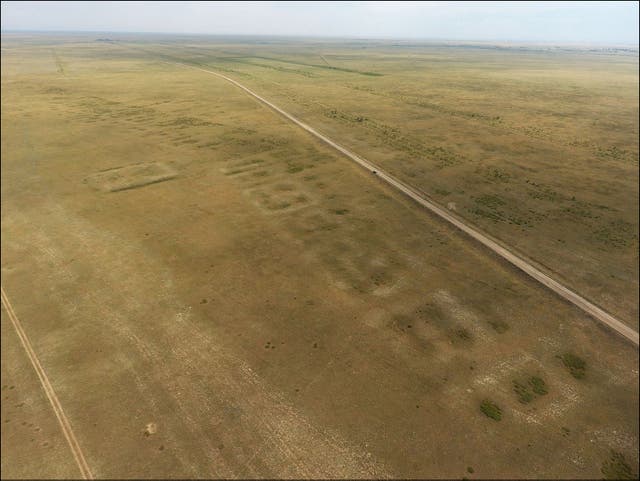 <p>Drone pictures show the Bronze Age Kazakh site </p>