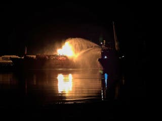 A drone struck a Turkish-flagged tanker and set it ablaze on Monday in southern Ukraine's Odesa region