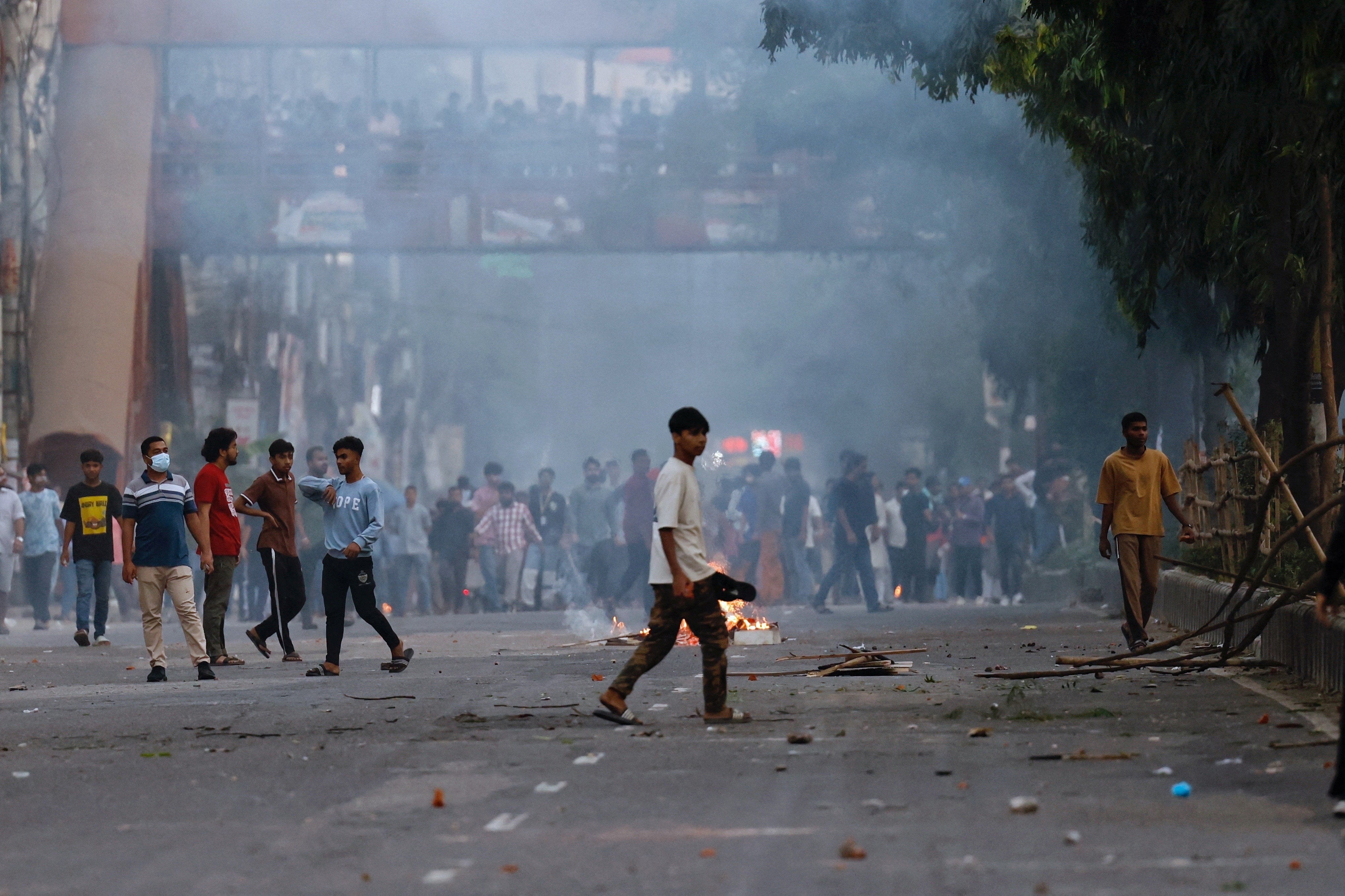 Supporters of Sheikh Hasina protest her sentencing in Dhaka, Bangladesh, on 17 November 2025