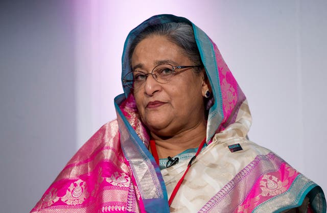 <p>File. Former Bangladeshi prime minister Sheikh Hasina speaks in London on 22 July 2014 </p>