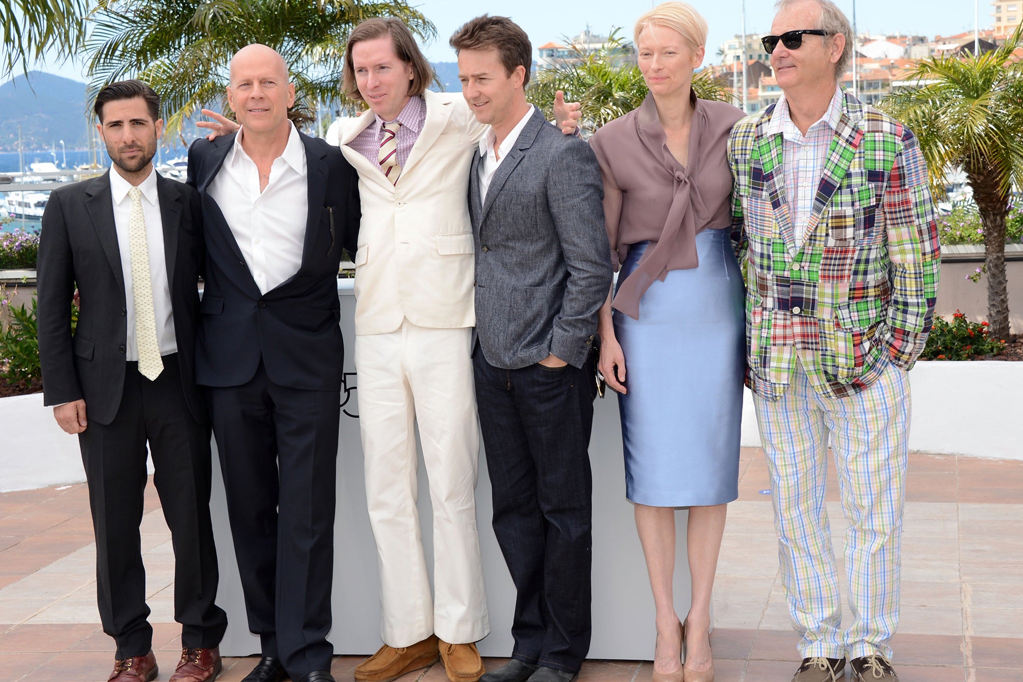 Schwartzman, Bruce Willis, Anderson, Edward Norton, Tilda Swinton and Murray at the ‘Moonrise Kingdom’ premiere in Cannes in 2012