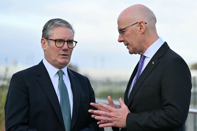 First Minister John Swinney said he believes an SNP majority in next year’s Holyrood election will see the Prime Minister leave office (PA)