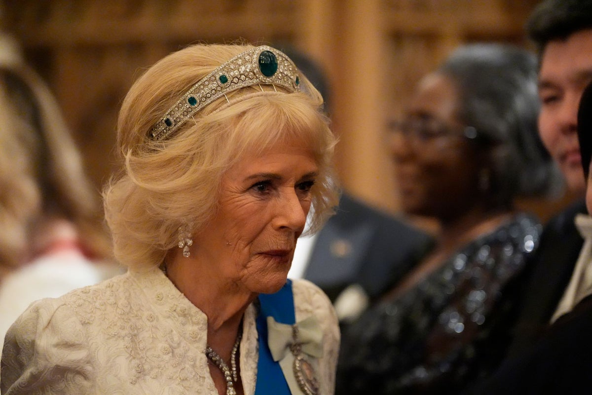Camilla stuns in Queen Elizabeth’s tiara that was lent to Eugenie for her ...