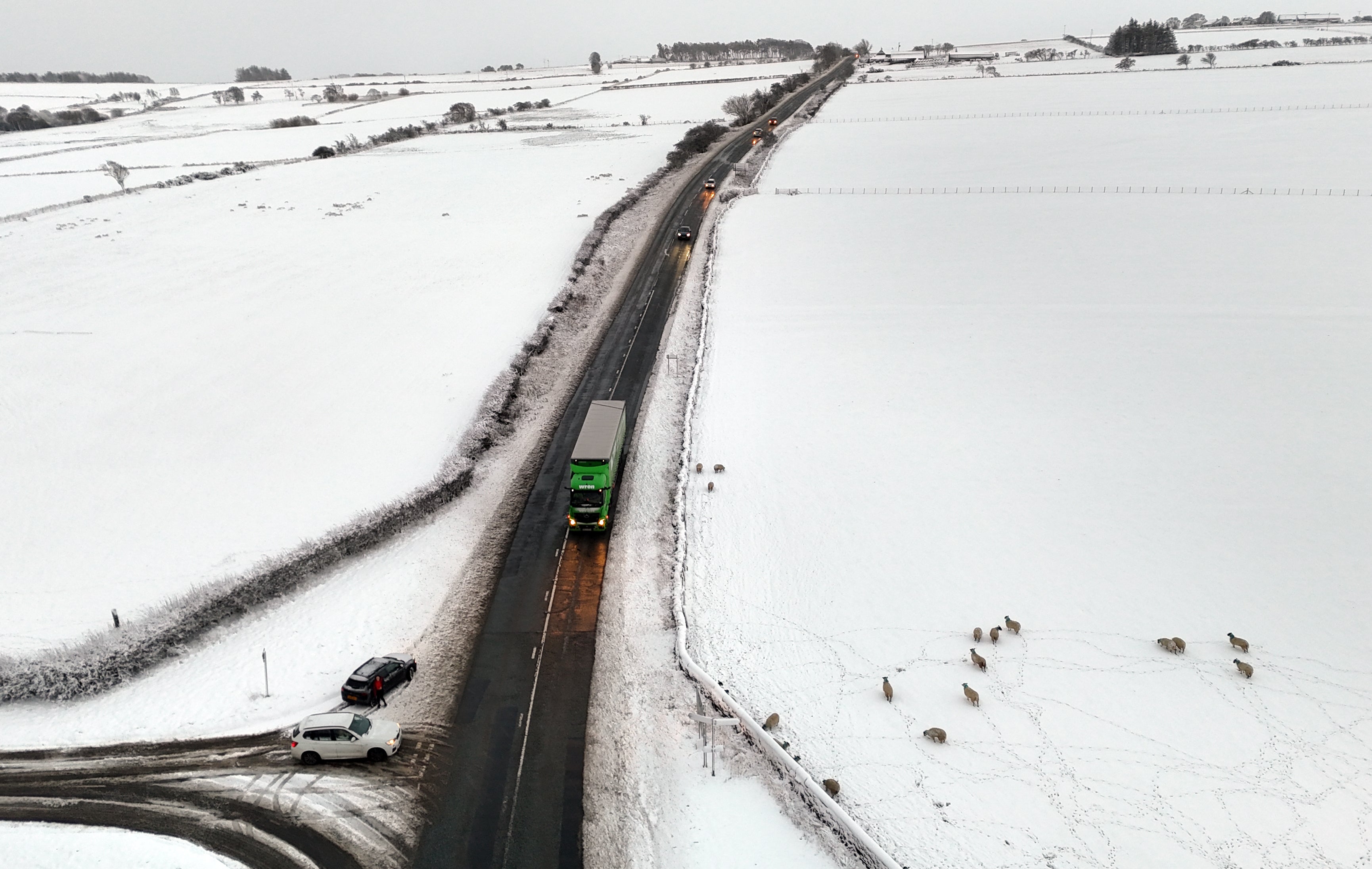 The spokesman said while there were no records of lying snow in the south, there are areas where snow is falling but not settling and there may be areas away from the weather stations where a “dusting” of snow has settled