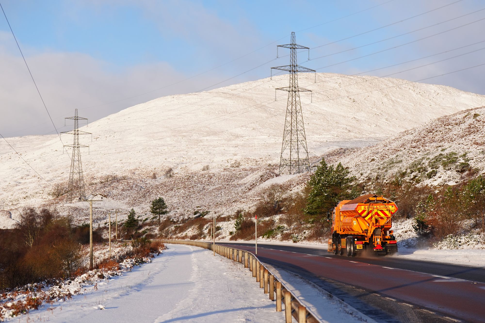 A snow plough on the A9 near Blair Atholl on Wednesday