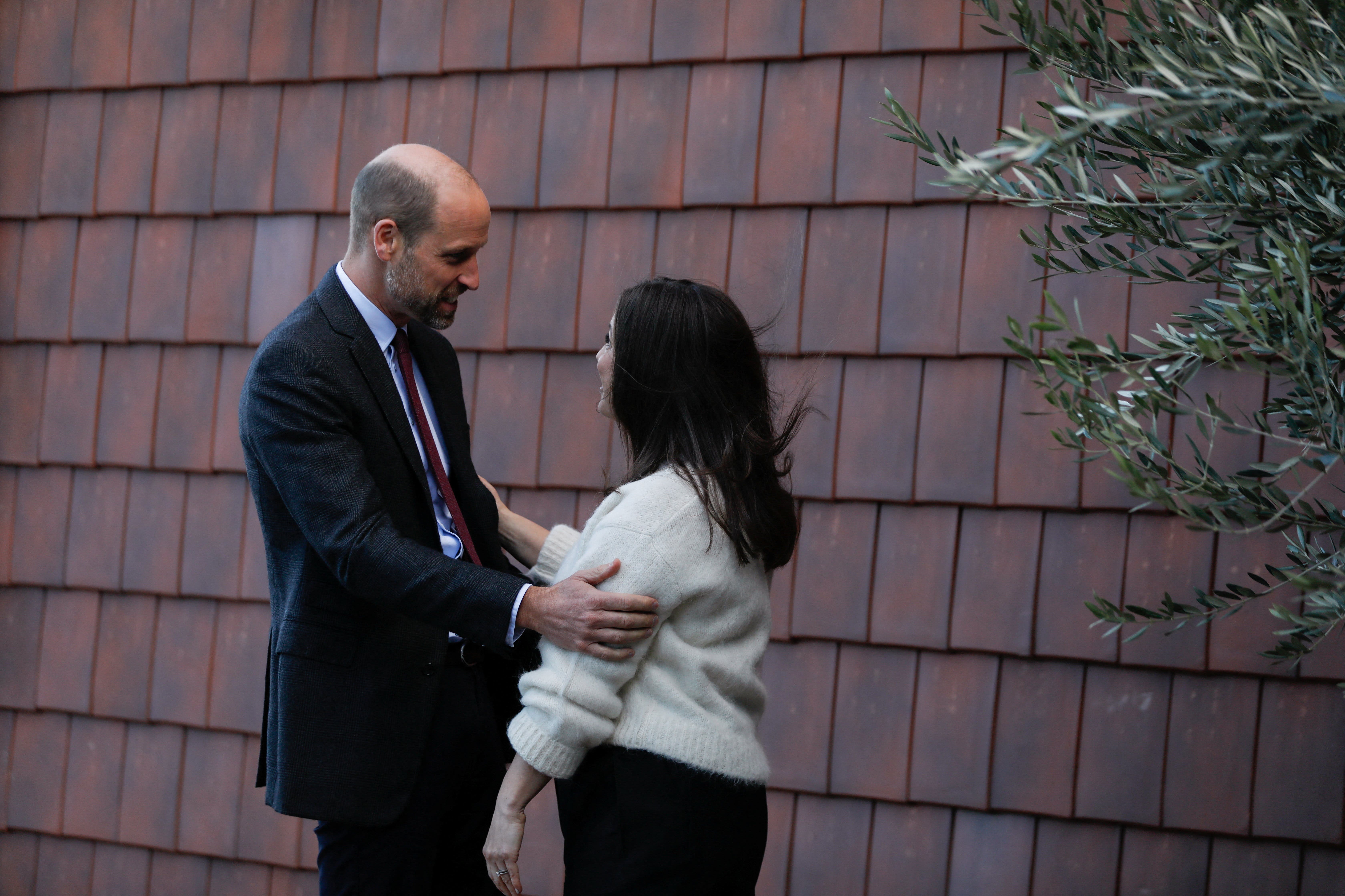 The Prince of Wales is welcomed by Lindsey Burrow, wife of the late rugby league player Rob Burrow, as he arrives to officially open the Rob Burrow Centre for Motor Neurone Disease at Seacroft Hospital in Leeds (Temilade Adelaja/PA)