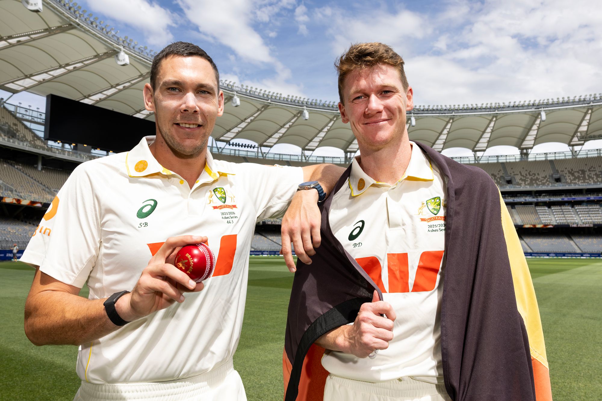 Scott Boland (left) and Brendan Doggett will line up against England in the first Ashes Test match