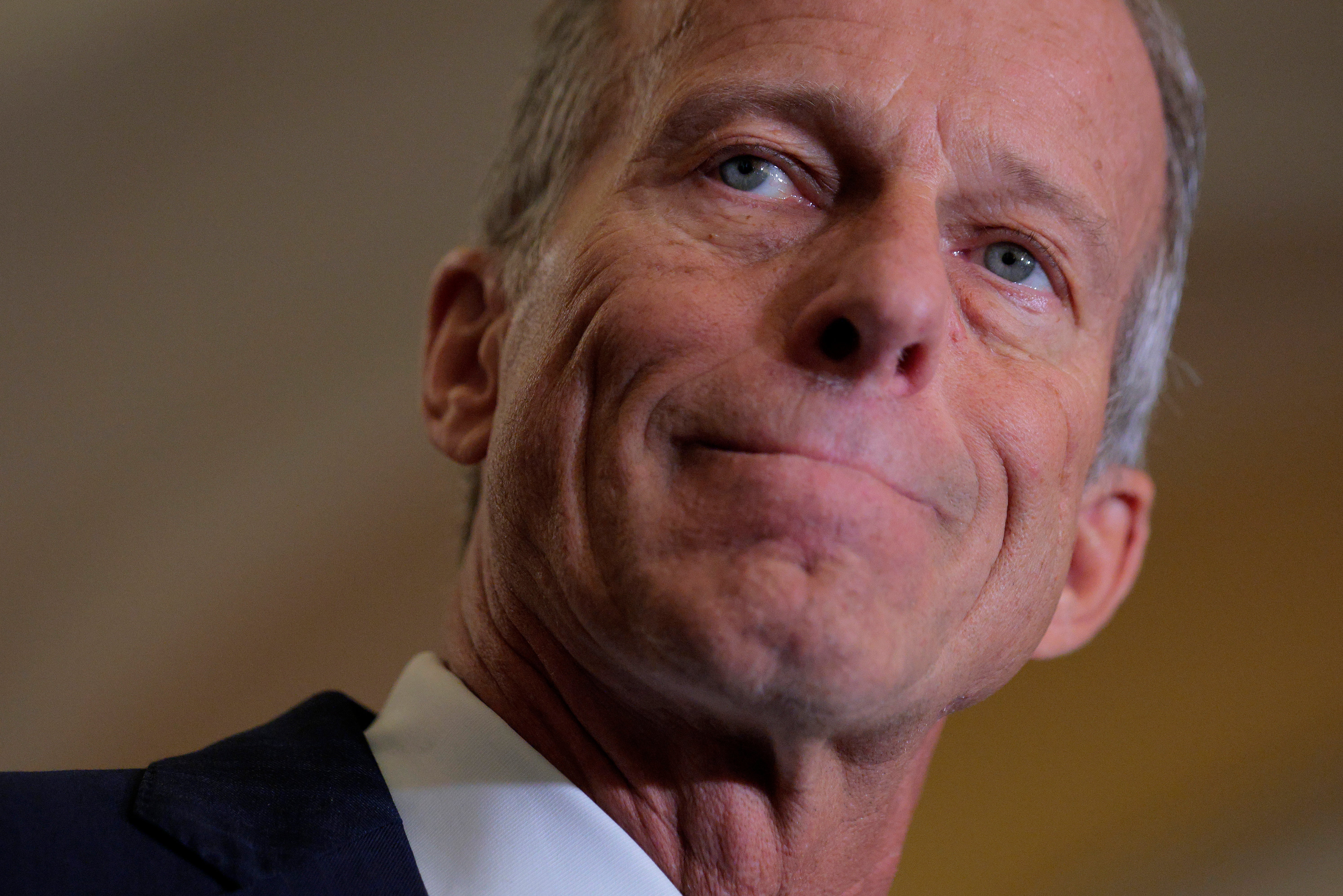 Senate Majority Leader John Thune speaks to reporters at the U.S. Capitol on Wednesday