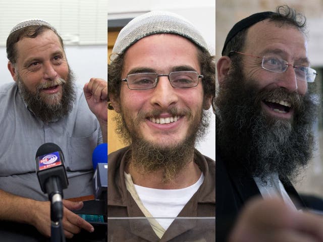<p>Israeli nationals Ben-Zion Gopstein, left, Meir Mordechai Ettinger, and Baruch Marzel have already been sanctioned by the EU over their extremist activities</p>