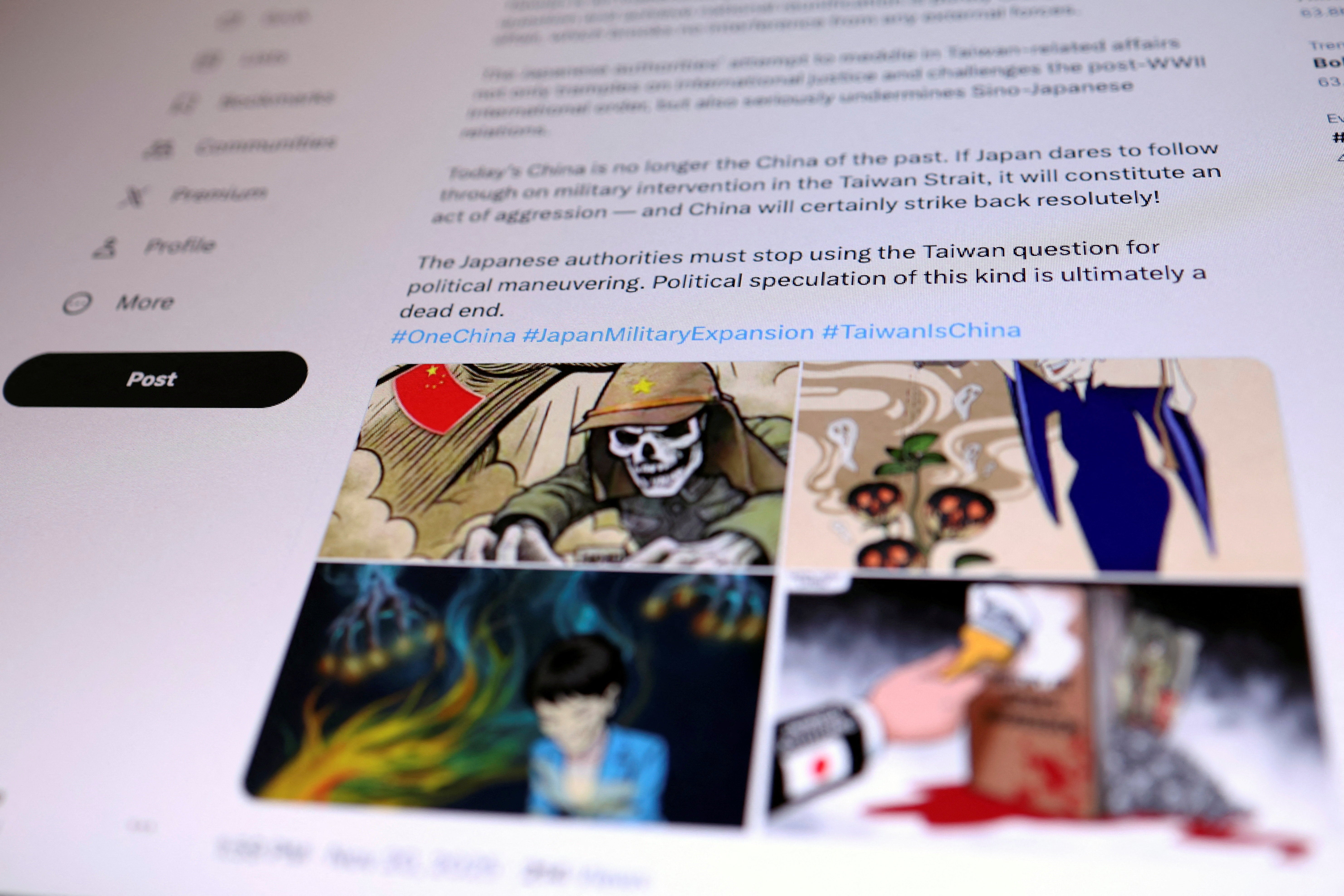 A post on X by China's embassy in Manila on Japan