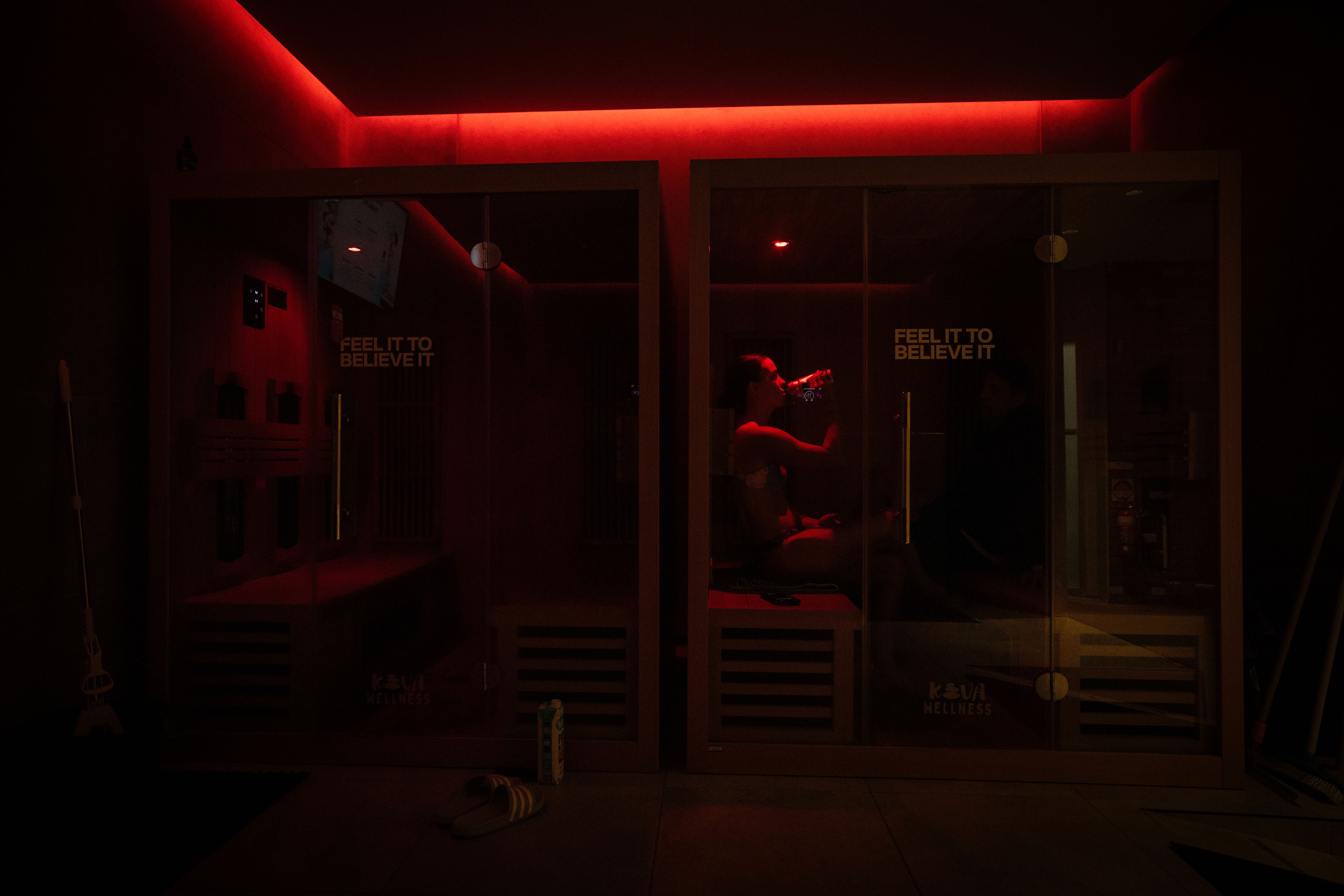 Sydney Swans AFLW player Chloe Molloy uses an infrared sauna in August in Sydney, Australia. Studies show that infrared saunas can help boost heart health and reduce blood pressure