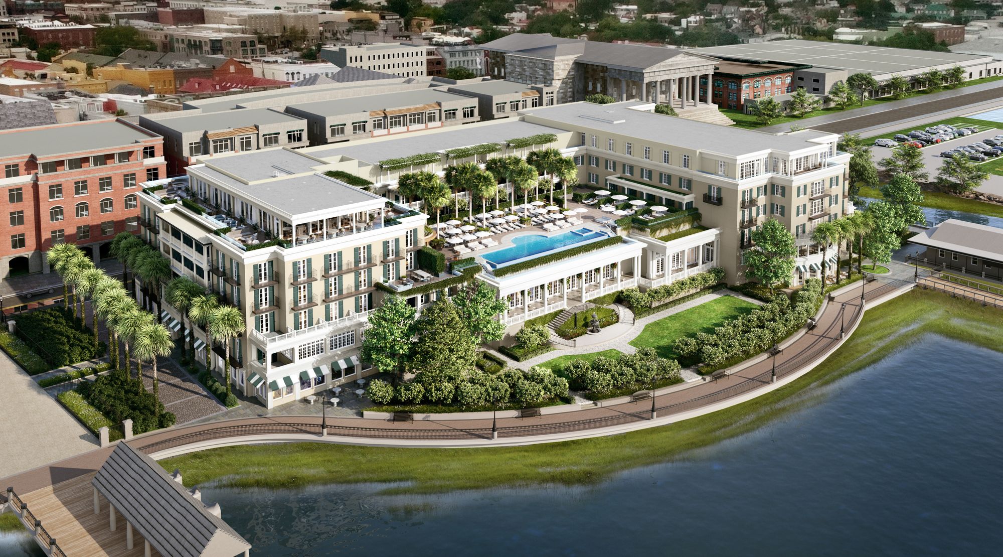 The Cooper in Charleston has an infinity pool with a harbor view
