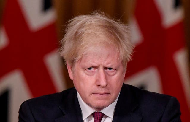 <p>Boris Johnson during a Covid press conference </p>