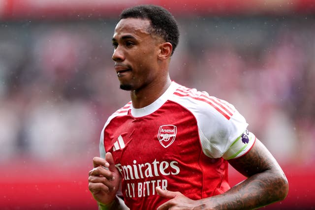 Arsenal will be without Gabriel for the north London derby (John Walton/PA)